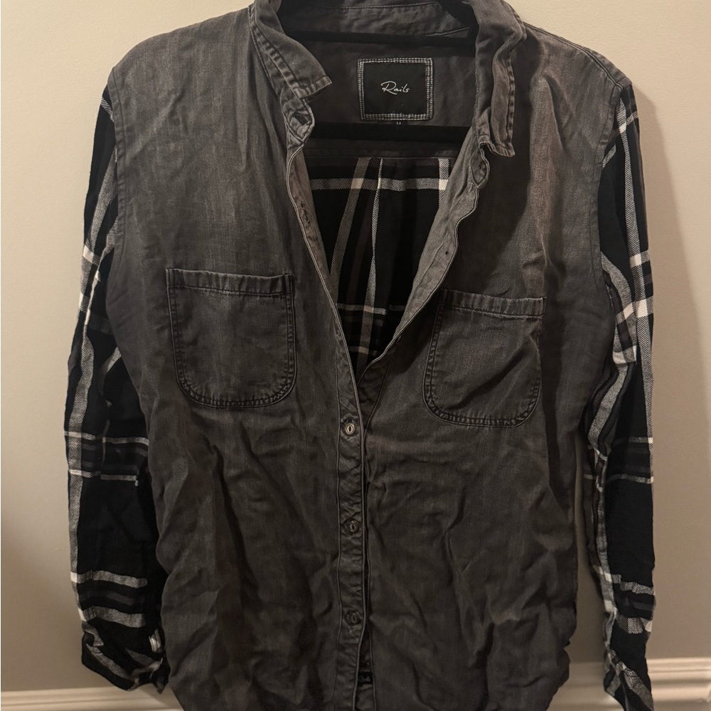 Rails Charcoal and Black Plaid Shirt Jacket